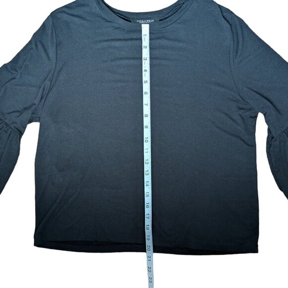 Streetwear Society Soft Stretchy Black Long Sleeve Top, Flared Sleeves Women S - Picture 5 of 9
